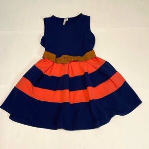 Navy and Orange women’s Dress with Belt